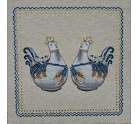 Pannello Gobelin Gallinelle Sarde Lurex Coppia 45x45 Cm