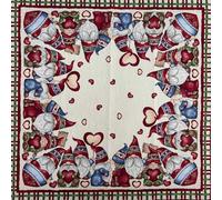 Pannello Gobelin Natale Gnomi Coppia Cuore 95x95 Cm 7879