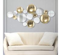 Pannello in metallo dorato a cerchi con specchi MIRROR GLAM , 3D sono il nuovo trend Dimensioni 118x2,5x h 60 cm forme geometriche per decorare le pareti multicolor con oro oro