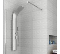 PANNELLO IDROMASSAGGIO COLONNA DOCCIA DOCCETTA SOFFIONE CASCATA PIOGGIA ACCIAIO