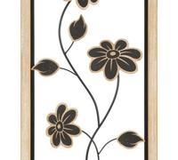 Pannello decorativo 3D da parete in metallo e legno con fiori, GIRISH -B Dimensioni 30x2,5x h 60 cm peso 1,500 kg colori nero marrone marrone