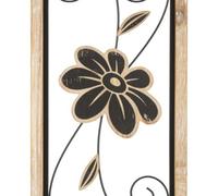 Pannello decorativo 3D da parete in metallo e legno con fiori, KOMAN -A Dimensioni 26x2,5x h 70 cm peso 0,800 kg colori nero marrone multicolor