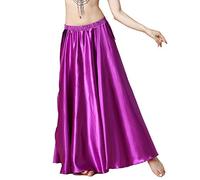 Pannello in raso Split Gonna danza del ventre Costume tribale Due Spacco Laterale Lunga Swing Gonna Viola, Viola, Taglia unica