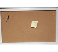 Pannello In Sughero con Cornice, Bacheca con Orologio al Quarzo, 42 x 59.4 cm, Bordo Bianco Laccato, per Cucina e Ufficio, Ideale per Appunti