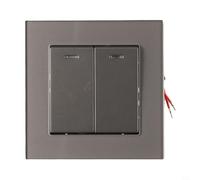 Pannello in vetro temperato 82 tipo interruttore da parete a scomparsa doppio controllo Twoway moderno modello quadrato con indicatore fluorescente PC Plus per stagno (grigio)