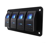 Pannello interruttore a bilanciere a 5 bande 12V-24V LED blu impermeabile | Due porte USB 5V 2.1A, display di tensione in tempo reale, corpo piastra in alluminio, resistente ai graffi, prova