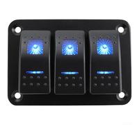 Pannello interruttore a bilanciere a 5 bande 12V-24V LED blu impermeabile | Due porte USB 5V 2.1A, display di tensione in tempo reale, corpo piastra in alluminio, resistente ai graffi, prova