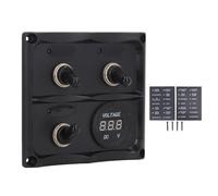 Pannello interruttore a levetta a 3 poli, pannello di controllo con interruttori impermeabili a LED, DC 12 V-24 V, dotato di fusibile da 15 A e spie luminose blu, scatola di