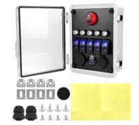 Pannello interruttore a levetta impermeabile 12 V per barca Marine RV (A) | IP65 impermeabile, indicatore LED blu, 5 interruttori a levetta, ideale per ambienti umidi, controllo sicuro
