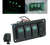Pannello Interruttore Rocker LED 3 Gang Con Luce Verde USB+Type-C Per Camper RV