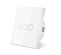 Pannello Interruttore Touch In Vetro Temperato Bianco e Nero AC100-240V Europeo con Sensore di Luce A Parete, Pulsante, Interruttore 10A, 3 Gang (UE)