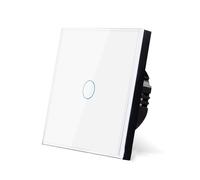 Pannello Interruttore Touch In Vetro Temperato Bianco e Nero AC100-240V Europeo, Sensore Luce da Parete, Pulsante, Interruzione 10A, 1 Gang (UE)