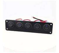 Pannello Interruttori 12V 1-4 Vie USB Auto Barca LED Blu | Pannello Interruttori A Bilanciere Marino Con Interruttore A Levetta Universale(5 buttons)