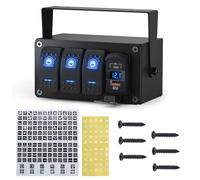 Pannello Interruttori 12V, PannelloInterruttori 3 Gang 12V/24V per Camion | Pannello Interruttori Impermeabile per Barche con Voltmetro Digitale PD & QC3.0, Sistema di Controllo per Camper MarineBarca