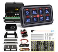 Pannello interruttori a 8 bande 12 V/24 V, sistema relè di controllo del circuito universale, kit con pannelli touch dimmerabili RGB sette colori per auto, camion, SUV, camper, barca, RZR
