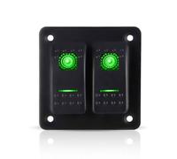 Pannello Interruttori a Bilanciere a 2 Bande, Pannello Interruttori a Levetta Universale con LED Verde 12-24 V, Interruttore a Bilanciere On/Off Resistente All'Usura per Auto, Autobus, Camion