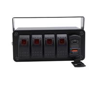 Pannello Interruttori a Bilanciere a 4 Bande con Caricatore USB PD Tipo C QC3.0 - Scatola Interruttori Impermeabile e Multifunzionale Universale per Auto, Camion, Barca,