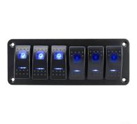 Pannello interruttori a bilanciere a 5 vie, 12 V-24 V, LED blu | Due porte USB 5V 2.1A, display di tensione in tempo reale, corpo piastra in alluminio, resistente ai graffi, prova