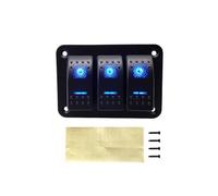 Pannello interruttori a bilanciere con 2 3 4 5 6 bande a doppio LED per camion, barca, auto, presa accendisigari, interruttore elettronico (3 bande LED blu)