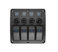 Pannello interruttori a bilanciere LED universale a 4 bande for auto, interruttore a levetta CC 12/24 V for auto, barca, yacht, camper, camion, rimorchio(Green 4 Gang)