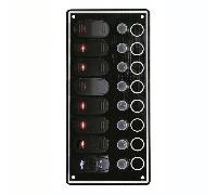 Pannello interruttori Contour con porte USB e interruttori basculanti per impianti - 7 Interruttori + Presa USB