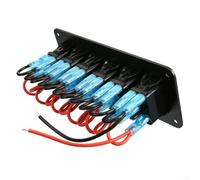 Pannello interruttori elettrici a 6 moduli 12 V con indicatori LED blu più pannello di controllo in alluminio per auto Ip67 per barche marine camper - Sistemi basculanti interni camion impermeabili