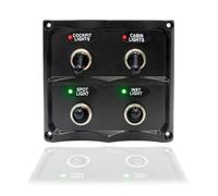 Pannello interruttori marino a bilanciere 4 vie IP67 12/24V con LED bicolore, per barca, barca a vela, gommone semirigido, jetski | BAYWATT (TSP4W)