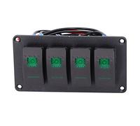 Pannello Interruttori, Pannello Interruttori a Bilanciere a 4 Bande Retroilluminazione a LED Protezione da Surriscaldamento a 5 Pin per 12V 24V Veicolo Marine Yacht Barca Luce Blu (D (verde))