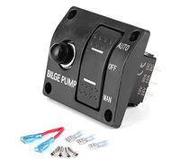 Pannello Interruttori per Pompa di Sentina a 3 Vie Auto/Off/Manuale 12V 24V con Indicatore LED Accessorio per Barca di Controllo Pompa Interruttore Automatico 15A Integrato per Interni