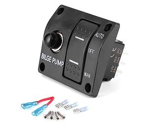 Pannello Interruttori Pompa di Sentina a 3 Vie, Automatico/Spento/Manuale interruttore pompa sentina 12v /24v con Indicatore LED Per il controllo delle pompe di sentina in corrente continua