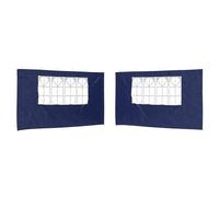 Pannello laterale per gazebo da festa, 2 pezzi, 400 x 195 cm, blu | 100% PE e acciaio, resistente all'acqua e ai raggi UV, chiusure a gancio e anello, finestre decorative, uso tutto l'anno