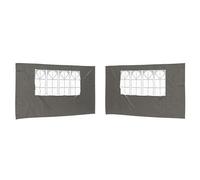 Pannello laterale per gazebo da festa, 2 pezzi, 400 x 195 cm | PE e acciaio, chiusure a gancio e anello, finestre decorative, resistente all'acqua e ai raggi UV, uso tutto l'anno