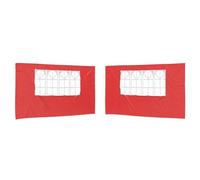 Pannello laterale tenda feste 2 pezzi 400 x 195 cm rosso PE acciaio | Resistente all'acqua e ai raggi UV, chiusure con gancio, finestre decorative, uso tutto l'anno