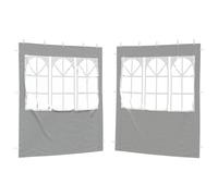 Pannello laterale tenda per feste, 2 pezzi, 200 x 195 cm, PE e acciaio | Impermeabile, protezione UV, chiusure a gancio e anello, finestre decorative, uso tutto l'anno
