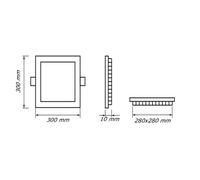 Pannello LED Incasso Quadrato CCT 3in1 3000/4000/6500K 3-24W Alluminio Driver in