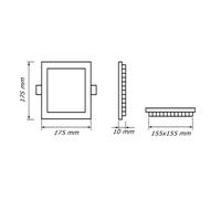Pannello LED Incasso Quadrato CCT 3in1 3000/4000/6500K 3-24W Alluminio Driver in