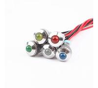 Pannello LED Pilot Dash Spia Lampada, 1pcs 8 Millimetri 6V / 12V / 24V / 220v Convesso indicatore Luminoso LED Testa di Metallo, 8 mm Impermeabile della Lampada del Segnale con Filo, Rosso/Giallo /