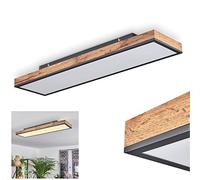 Pannello LED Salmi, pannello da soffitto moderno in metallo/MDF in look nero/bianco/legno, 24 watt, 1 luce, 2100 lumen, colore della luce 3000K (bianco caldo)