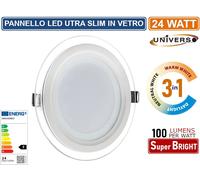 PANNELLO LED SLIM ROTONDO DA INCASSO CON CORNICE IN VETRO 24W 2400 LUMEN CCT