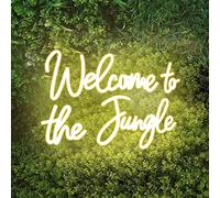 Pannello neon a LED "Welcome to the Jungle", bianco caldo, decorazione da parete, USB, per giardino, casa, portico, negozio, Natale, soggiorno, bar (41,9 x 27,9 cm)