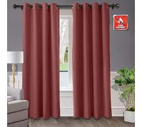 Pannello oscurante isolante termico ignifugo con occhielli, 254 cm di larghezza x 259,1 cm di lunghezza, tende ignifughe per casa, ufficio, hotel, scuola, cinema, ospedale, colore Merlot (1 pannello)