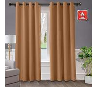 Pannello oscurante isolante termico ignifugo con occhielli, 254 cm di larghezza x 259 cm di lunghezza, ignifugo, per casa, ufficio, hotel, scuola, cinema, ospedale, colore bronzo (1 pannello)