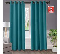 Pannello oscurante isolante termico ignifugo con occhielli in bronzo, blu sassonia, 254 cm di larghezza x 243,8 cm di lunghezza, ideale per casa, ufficio, hotel, scuola, cinema, ospedale