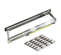 Pannello patch 24 porte Cat6A Cat7 con supporto Keystone 10G, pannello accoppiatore jack STP schermato da 19 pollici(24pcs CAT6A Keystone)