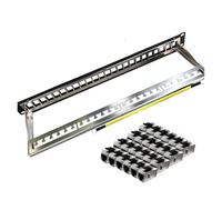 Pannello patch 24 porte Cat6A Cat7 con supporto Keystone 10G, pannello accoppiatore jack STP schermato da 19 pollici(24pcs CAT6 Coupler)