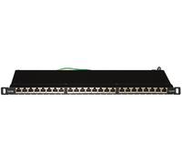 LINK LKP6A24SA Pannello Patch 24 Porte Categoria 6A Schermate 0,5 Unita' con Barra di Supporto Cavi, Nero