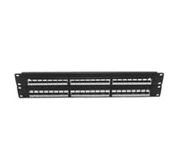 Pannello patch a 48 porte vuoto montato su rack con braccio posteriore per gestione cavi nero per armadio Cat 5e/Cat 6/Cat 6A UTP/FTP Keystone non schermato/schermato