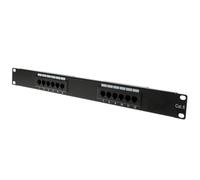Pannello patch Cat6 a 12 porte, 19 "montaggio a rack orizzontale o pannello per montaggio a parete, tipo RJ45 Ethernet 110, compatibile 568A/568B, 1U, nero, CableWholesale