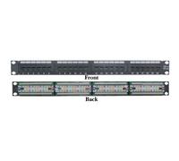 Pannello patch Cat6 a 24 porte, 19 "montaggio a rack orizzontale o pannello per montaggio a parete, tipo RJ45 Ethernet 110, compatibile 568A/568B, 1U, nero, CableWholesale