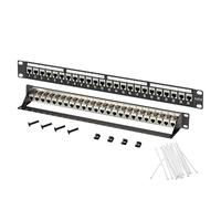 Pannello Patch Cat6 Modulare A 24 Porte Per Rack 1U, Porta Del Cavo Di Rete Schermato Pro Rj45, Ritardo Zero, Trasmissione Stabile, Compatibile Con Cavi Di Installazione Di Rete Lan Cat5, Cat6(Dritti)